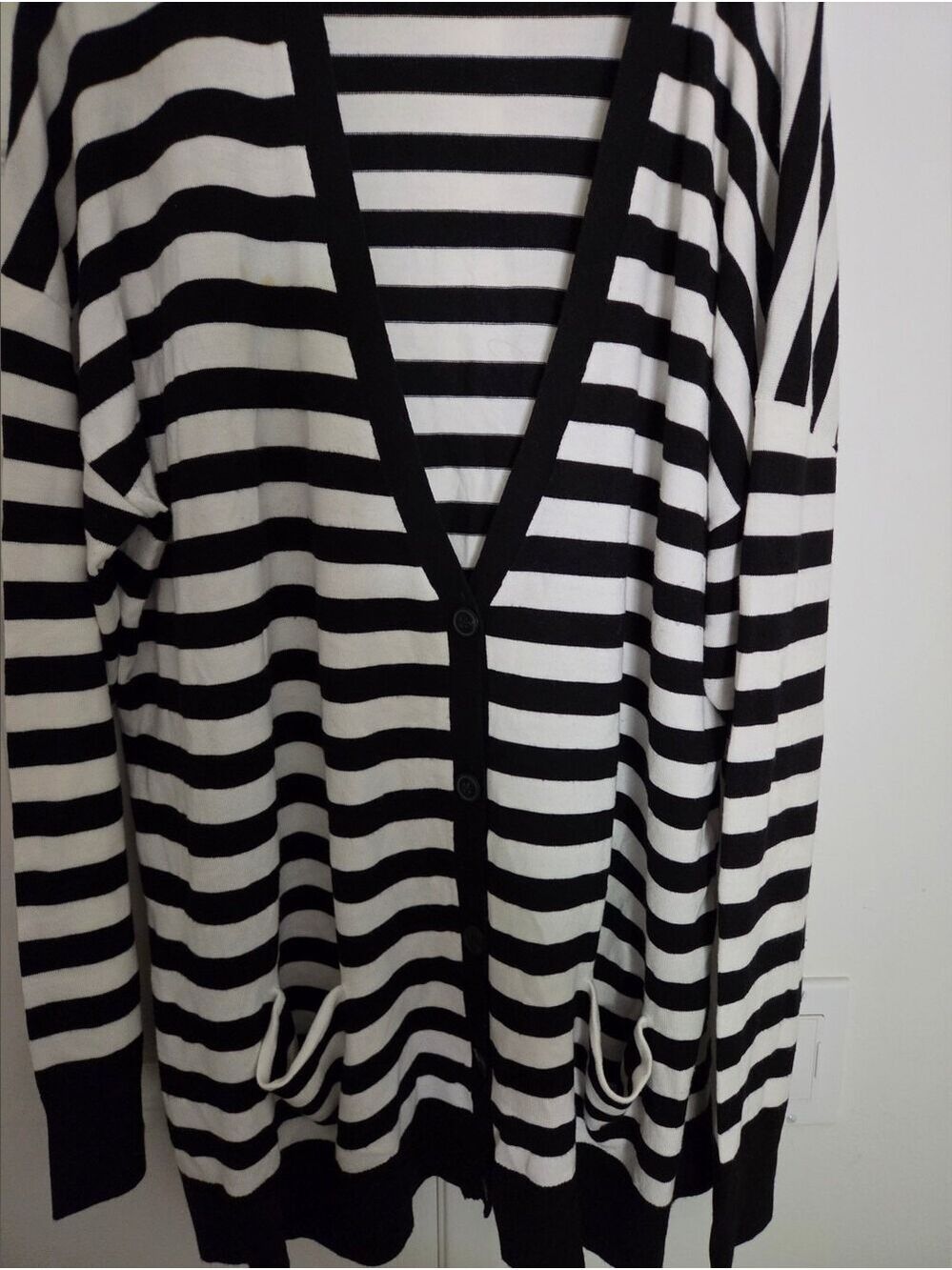 NWOT Halogen Black & White Striped Cardigan X-Large